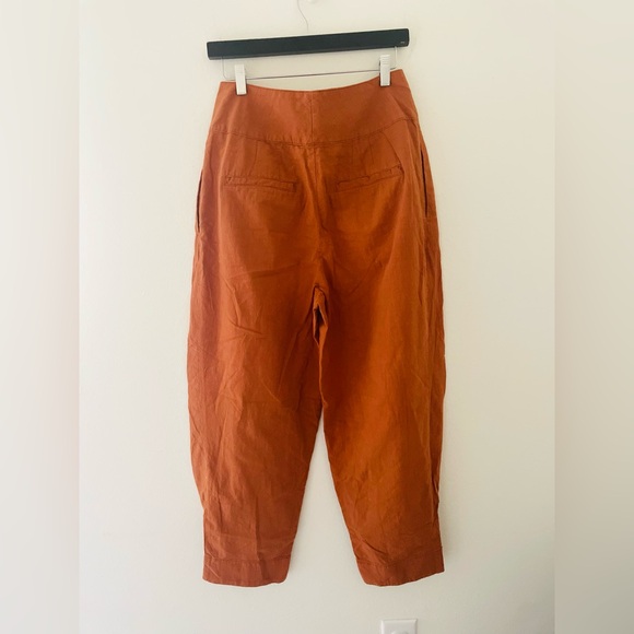 FREE PEOPLE Double Buckle Trouser WideLeg Tapered Orange Brown Pants - Picture 6 of 8
